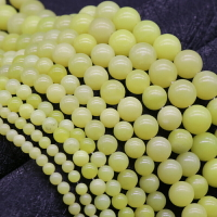 Lemon Jade檸檬玉圓珠散珠子 diy 串珠天然石飾品配件 半成品材料