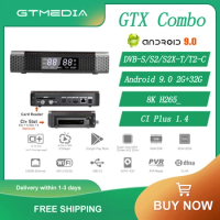 GTMEDIA GTX COMBO DVB-S/S2/S2X-T-C satellite receiver, 2GB DD4+32GB Android 9.0 TV box 4K 8K H265 BT4.1, CA and CI Plus 1.4