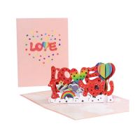 【Paper Play】萬用卡片-3D立體紙雕雲朵氣球I LOVE YOU造型卡片 告白卡片 情人節卡片 母親節卡片(萬用卡片)