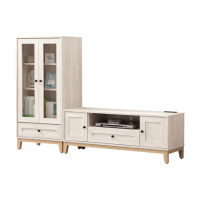 【BODEN】妮塔6尺L型電視櫃組合(2尺玻璃門展示櫃+4尺長櫃)