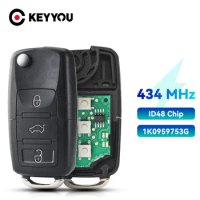 KEYYOU 3BTN Flip Car Auto Remote Key for VW/VOLKSWAGEN CADDY EOS GOLF JETTA SIROCCO TIGUAN/TOURAN 1K0959753G / HLO 1K0 959 753 G