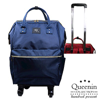 DF Queenin - 日系實用升級版滾輪拉桿款寬口後背包