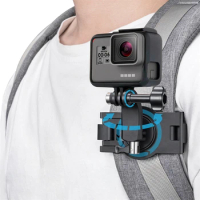 360 Degree Rotary Backpack Clip Accessories for Gopro Hero11 10 9 8 Osmo Pocket Action Camera Shoulder Belt Phone Fixed