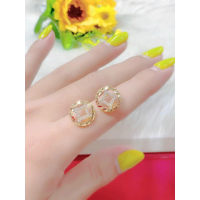 [ B1346 ] Đôi Bông Tai Nữ Kiểu Đồng Tiền Cổ Vàng or Bạch Kim Đính Đá Moissanite - Mang Y Vàng Thậ.t 