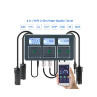 8-in-1 Rechargeable Water Quality Tester Tool S.G PH EC Salt ORP TDS CF Temp Multi Parameter Test for Aquarium US Plug