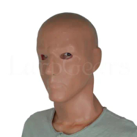 Mould 3D Black latex human mask hood open eyes fetish hood