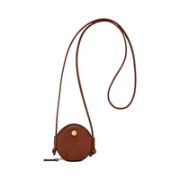 Longchamp Epure Coin Purse with Cord Cowhide Leather Brown Brown