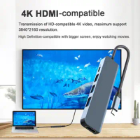 Docking Station 5-in-1 High-speed Driver-free Data Transmission 5Gbps USB-C Hub Type-C to HDMI-compatible Adapter for iPad Pro