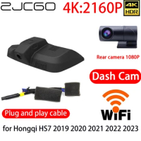ZJCGO 4K DVR Dash Cam Wifi Front Rear Camera 24h Monitor for Hongqi HS5 2019 2020 2021 2022 2023
