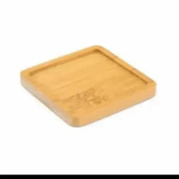 Alas Tatakan Gelas Mug Cangkir Teh Kopi Kayu Bambu Segi Kotak Coaster