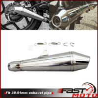 Universal Exhaust Pipes 38-51MM Stainless Steel Exhaust Muffler Slip for 125cc-1000cc Street Sport Racing Scooters Bike ATV