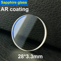28*3.3mm Flat Sapphire Crystal AR Coating For SKX013 SKX015 Blue/Red/Clear Watch Glass Replacement Parts