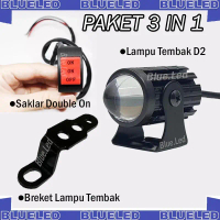 PAKET 3IN1 - LAMPU HEADLAMP LAMPU TEMBAK SOROT FOGLAMP MINI D1 2 LASER + SAKLAR ON ON OFF + BREKET L