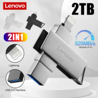Lenovo USB Flash Drive Rotatable 3 IN 1 USB 3.0 Lightning TYPE-C Interface Pen Drive 2TB Usb Memory Cle Usb For IphonePC Ps4 Ps5