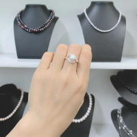 Nhẫn ngọc trai bán cầu 8ly N22 đính đá cZ