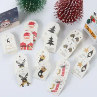 50PCS Party Cards Xmas Decoration Kraft Paper Christmas Labels Hang Tags Kraft Tag Gift Wrapping