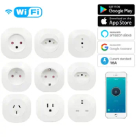 16A Smart Wifi Plug Smart Home Wifi Wireless Socket for Alexa Google Home Tuya/Smart Life