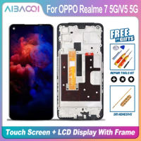For OPPO Realme 7 5G/V5 5G LCD Display Screen Touch Digitizer Assembly For Realme 7 5G RMX2111 With Frame Replace