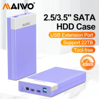MAIWO 2.5/3.5" External Storage HDD Case SATA 10Gbps USB3.0 HDD SSD Hard Drive Enclosure Support UASP 20TB SSD HDD for PC Laptop