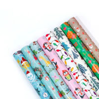 Christmas Gift Wrap Paper Cartoon Gift Packaging Paper Gift Box Packaging Book Wrapper Flowers Wrapping Paper
