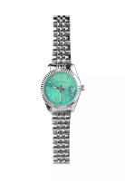 Pierre Cardin Watches Roli Stainless Steel Date Watch With Fluted Bezel In Tiffany Blue