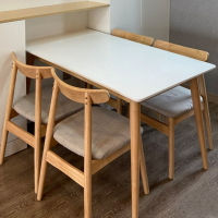 餐桌 實木巖板餐桌原木長方形家用小戶型純白色橡木日式歐式奶油餐桌