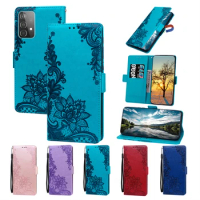 Case For Samsung Galaxy A14 A24 A34 A54 A04E Cover Case Microfiber Floral Embossed Flip Wallet Cases Mobile Phones Case