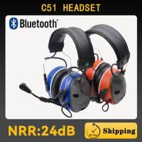 EARMOR-C51-Electronic Headset with Noise Cancellation, Tactical Communication Equipment, Protective Headset, Bluetooth 5.1