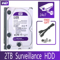 WD PURPLE Surveillance 2TB Hard Drive Disk SATA III 64M 3.5" HDD HD Harddisk For Security System Video Recorder DVR NVR CCTV
