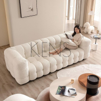 【KENS】沙發 沙發椅 奶油風羊羔絨沙發小戶型組合現代簡約客廳網紅直排棉花糖布藝沙發