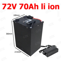 GTK lithium ion battery 72v 70Ah li-ion with 100A BMS for 6000w 7200w bicycle bike tricycle scooter Forklift +10A charger