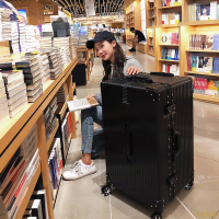 小V優購加厚行李箱女學生拉桿密碼箱男超大40旅行箱50寸大容量鋁框拉鍊箱