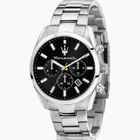 【MASERATI 瑪莎拉蒂】MASERATI手錶型號R8853151010(黑色錶面銀錶殼銀色精鋼錶帶款)