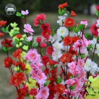 仿真花 人造花 假花 仿真假花桃花梅花單支干花塑料客廳擺件婚慶樹枝臘梅落地假樹裝飾特惠/全館折扣 可開發票 s5412