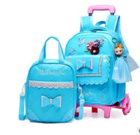 PU School Trolley backpacks bags Children school bag with wheels for girl kids luggage Rolling Bags wheeled Backpacks for Girls