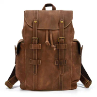 Leather Vintage Backpack Men's Leather Travel Bag Large Capacity Student Bag Backpack Designer Backpacks High Quality