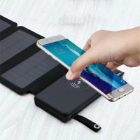 12000mAh Wireless Power Bank Foldable Solar Charger Powerbank Portable External Battery Pack for iphone 11 12 X Xiaomi Poverbank