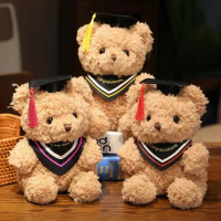 Fun Cute Graduate Clothing Teddy Bear Doll Plush Toy Triangle Scarf Small Sitting Bear Doll Boys Girls Students Graduation Gifts