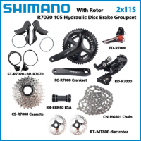 SHIMANO 105 R7020 2x11Speed With RT-MT800 Disc Groupset R7070 L05A Brake Pads Hydraulic Disc Brake Road Bike Bicycle Groupset
