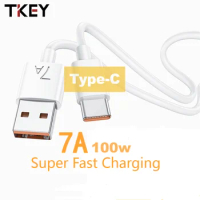 Tkey 100W USB Type C Cable For Huawei P40 Pro 7A Wire USB to Type-C Fast Charging For Samsung S21 ultra S20 Poco F5 F3 Oneplus 9