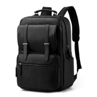 Fashion Backpack Men's Leather Business Simple Backpack Waterproof Computer Bag Business Travel Commuter Men's Bag