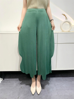 K-787# One Size (45-75kg) Summer Pleated WomenS Cropped Pants Loose Wide Leg Toothpick Pleated Irreg
