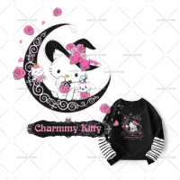 Sanrio Hello Kitty Charmmy Printed Iron on Transfers Magic Cat Heat Transfer Vinyl Stickers For Kids Clothes Thermal Patches DIY