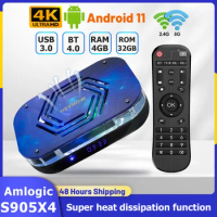 X4 Set Top Box Amlogic S905X4 2+16GB/4+32GB Android 11 TV Box Support BT4.0 2.4G/5G WiFi 4K/8K HD USB 3.0 Built-in cooling fan