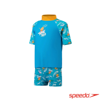 【SPEEDO】幼童 兩件式短袖泳裝(藍綠/衝浪鳳梨)