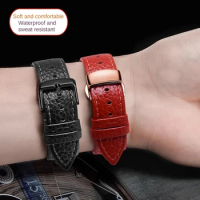 Universal Leather Watch Strap 12/13/14/15/16/17/18/19/20/21/22/23/24mm Lychee Pattern Cowhide Watch Strap