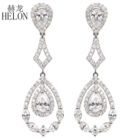 HELON Solid 18k 14k 10k White Gold VVS/DEF Color Moissanites Stud Earrings Women Wedding Jewelry Lab Grown Diamond Earrings Gift
