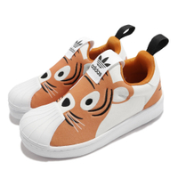 adidas 休閒鞋 Superstar 360 C 運動 童鞋 愛迪達 貝殼頭 襪套 動物造型印花 中童 橘 白 Q46318