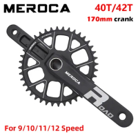 MEROCA road bike crankset 170mm 40T 42T single sprocket hollow 7075 aluminum alloy road bike crankset mountain bike accessories