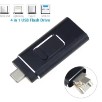 4 in 1 Micro USB Stick Flash Disk Type-C 16GB 32GB 64GB 128GB 256GB USB Flash Drive OTG Pen Drive for iPhone/Android/Tablet PC